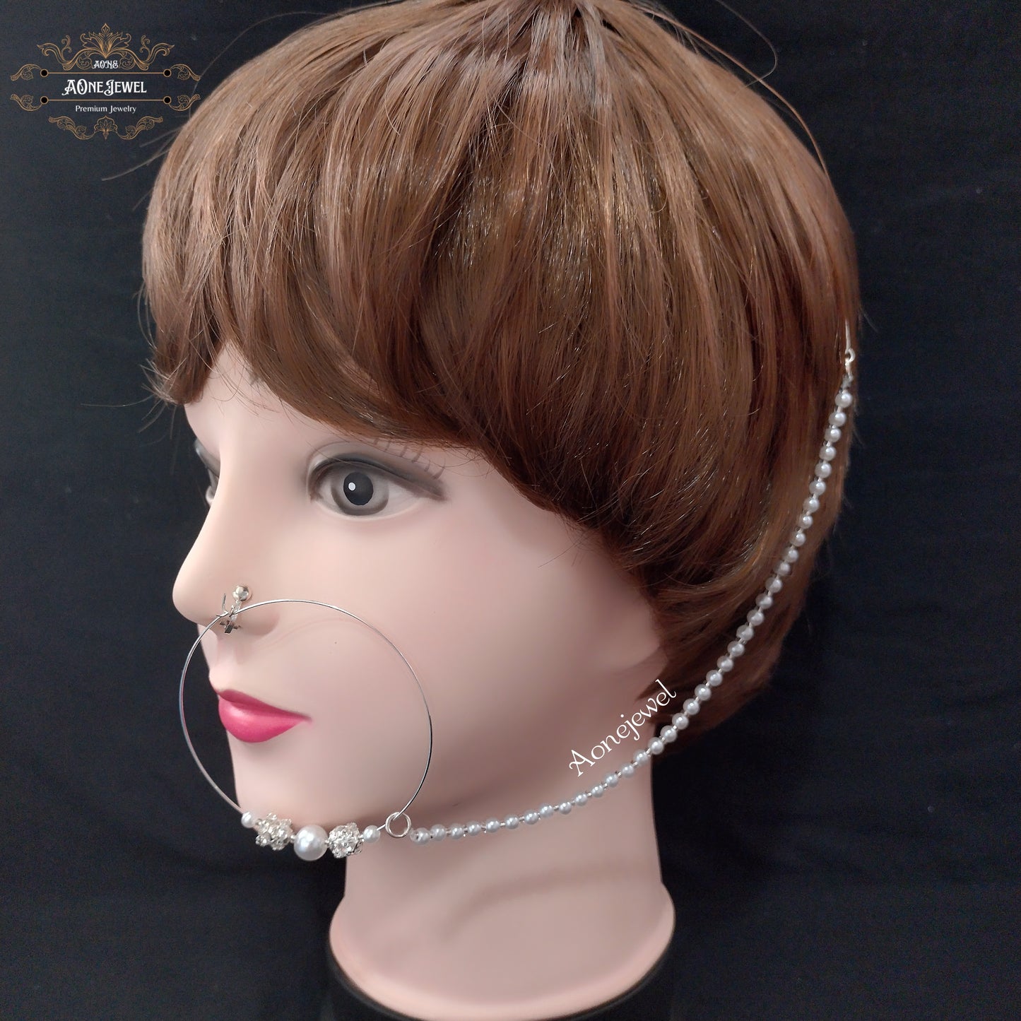Silver Bridal Pearl Nath, Nose Ring