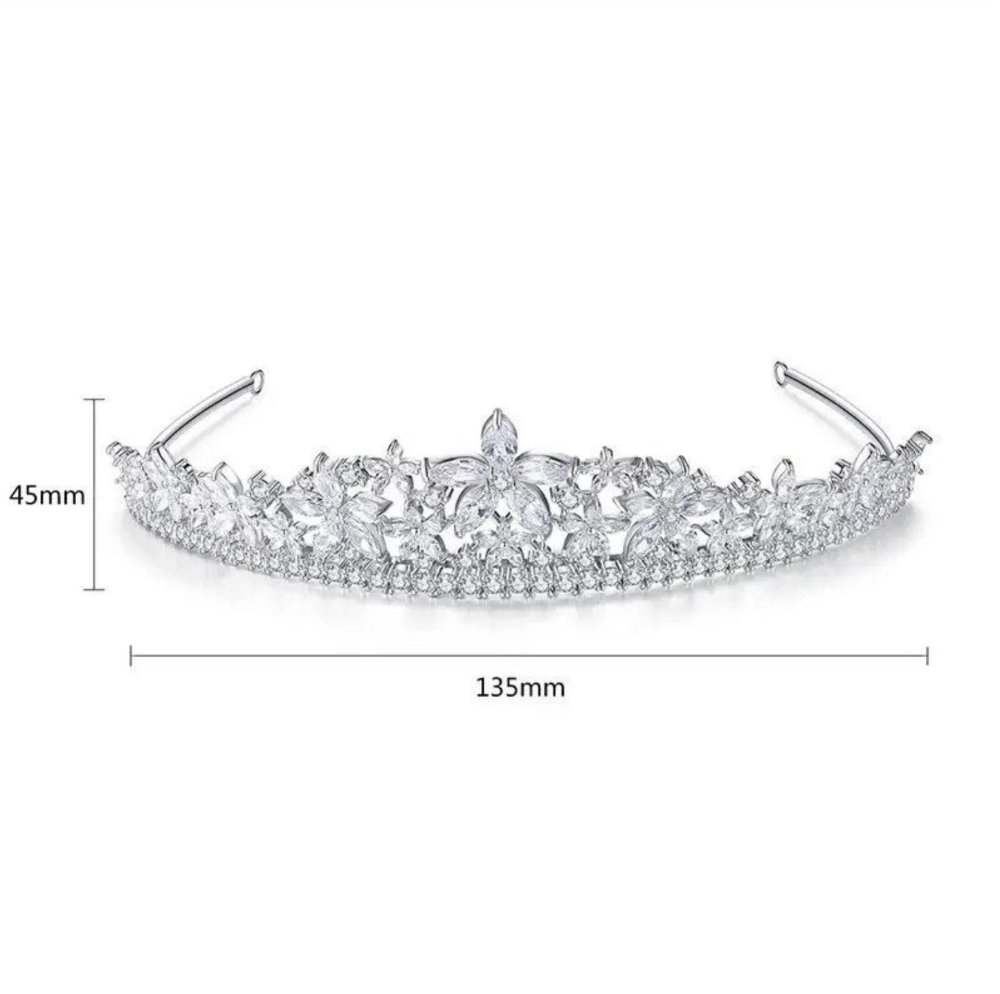High Quality CZ Diamond Bridal Headpiece Silver Tiara