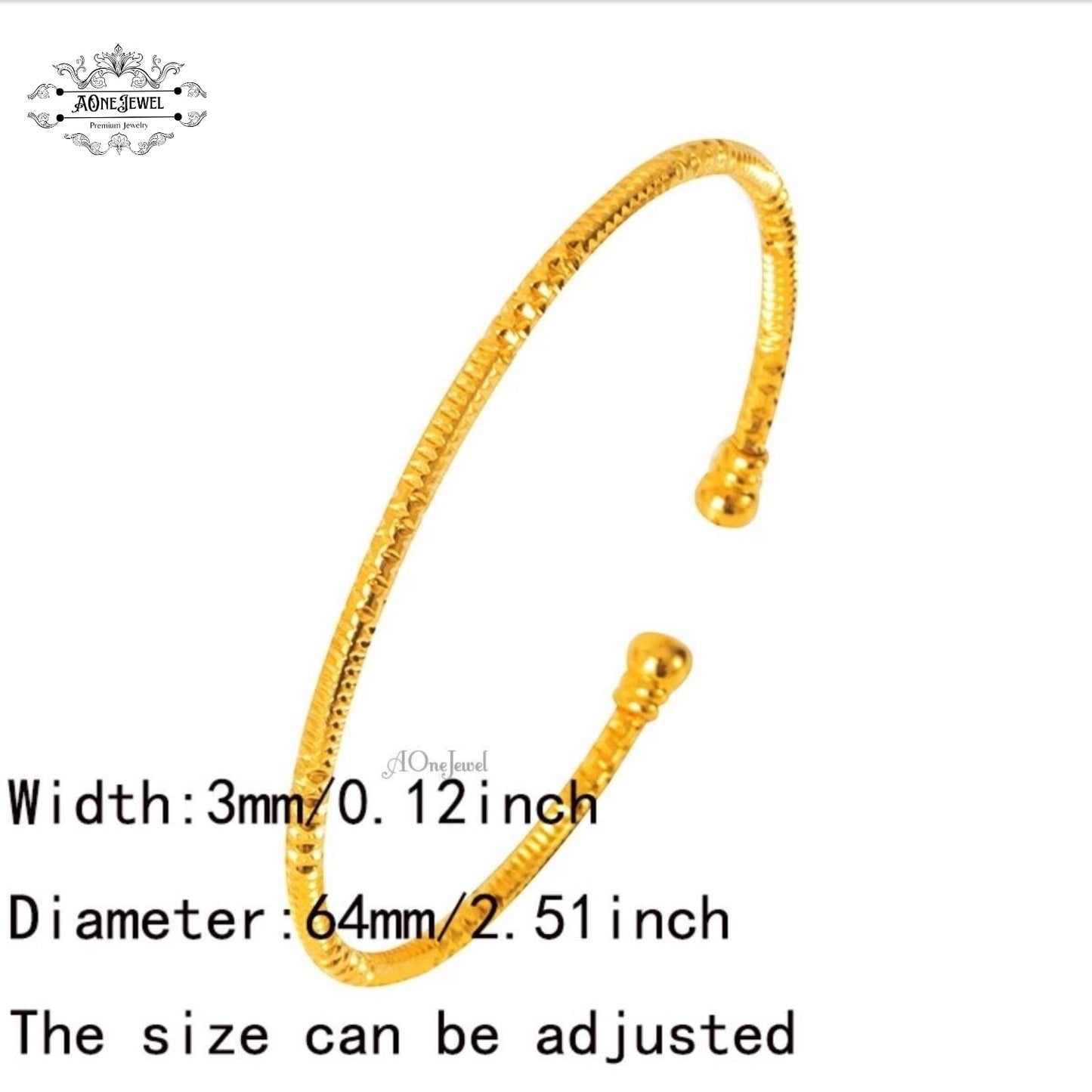 2pcs Indian Ethnic 18K Gold Plated Cuff Bangles