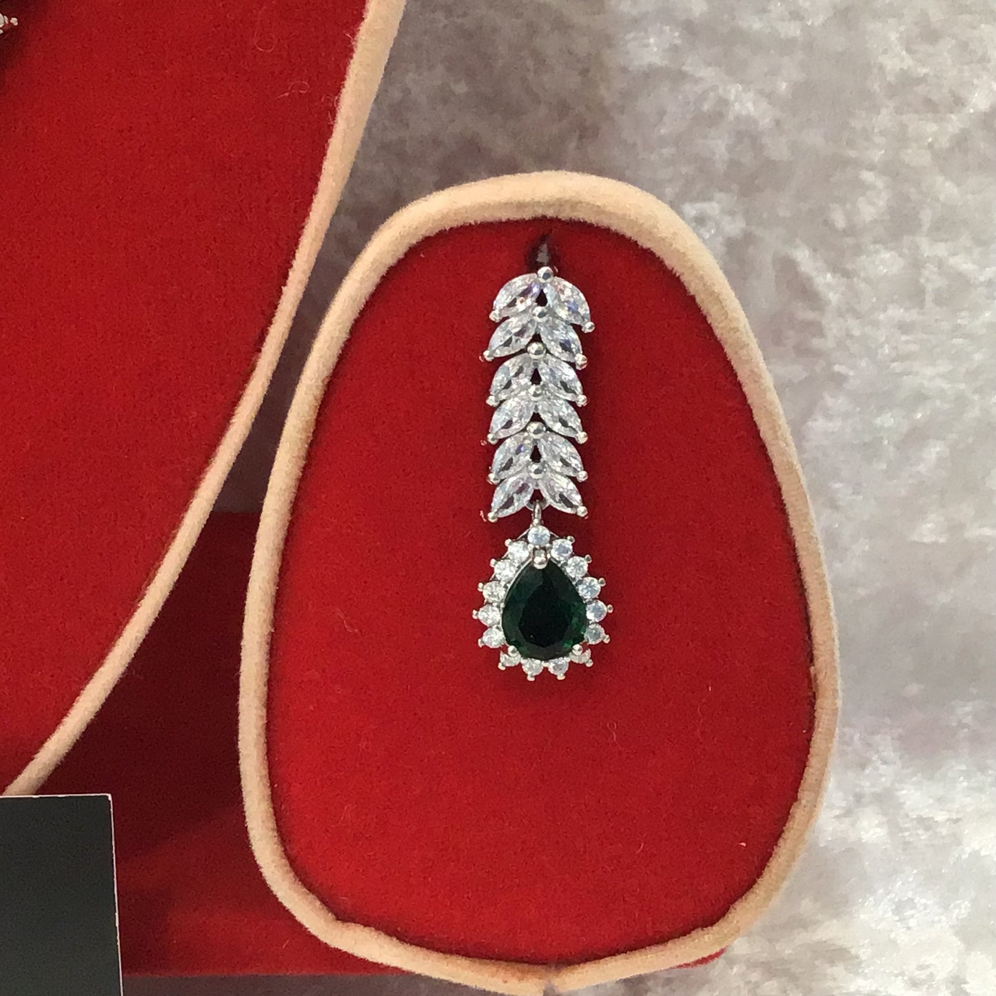 Exclusive Bridal Green CZ Diamond Cubic Zirconia Necklace Jewellery Set