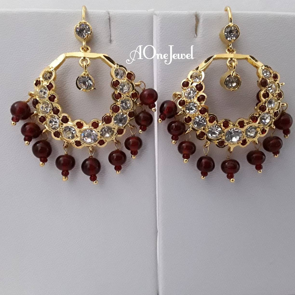 Indian Hyderabadi jadau chand bali Earrings
