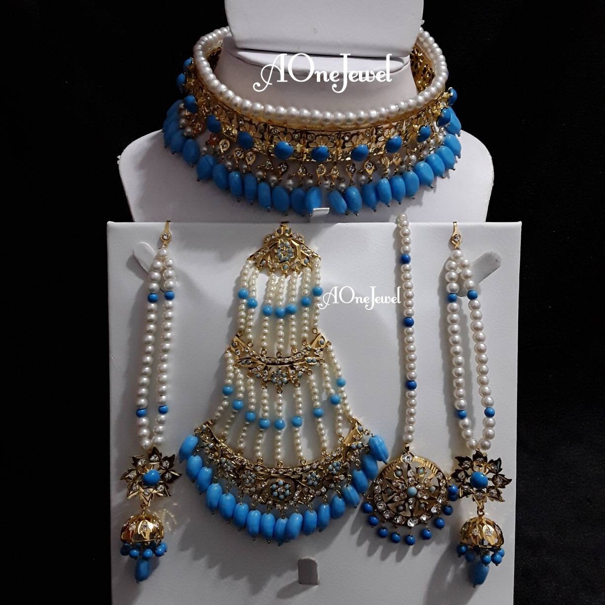 Indian Hyderabadi jadau 7 Lara haar choker necklace set jhoomer tikka bridal jewelry set pakistani designer jewelry bespoke sabysachi jewel