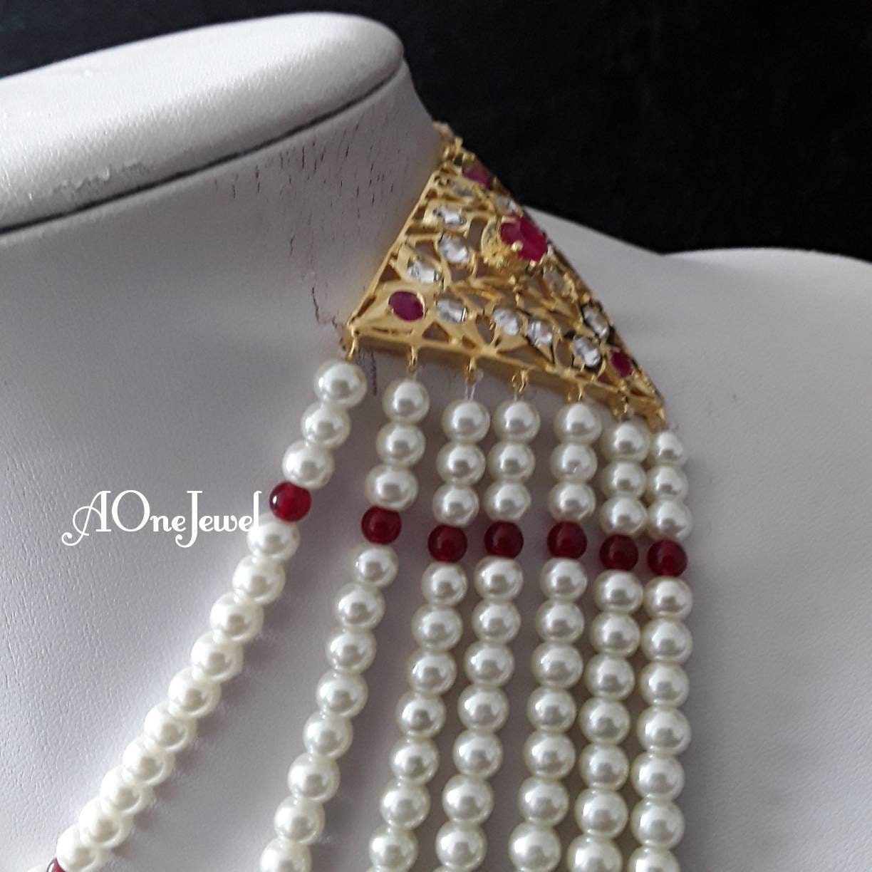 Indian Hyderabadi jadau 7 Lara haar necklace set with khimki earrings bridal jewelry set pakistani designer jewelry bespoke sabysachi jewel