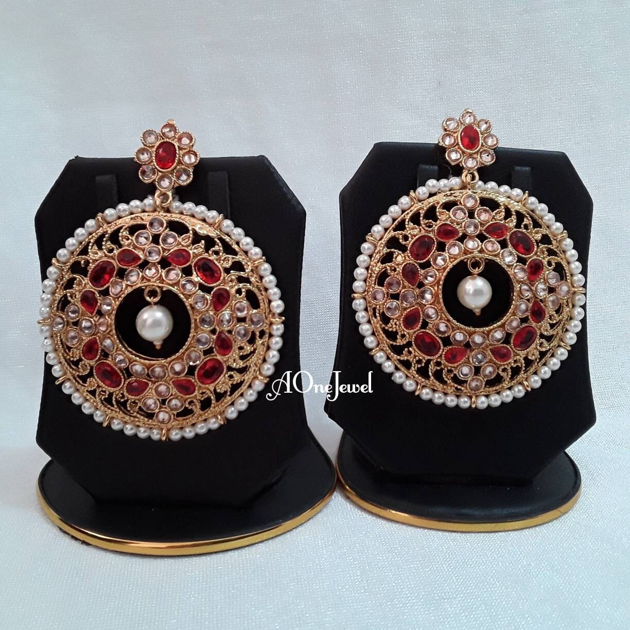 Indian wedding bridal jewellery set long necklace set earrings tikka gold plated jewellery ethnic kundan necklace pakistani designer set