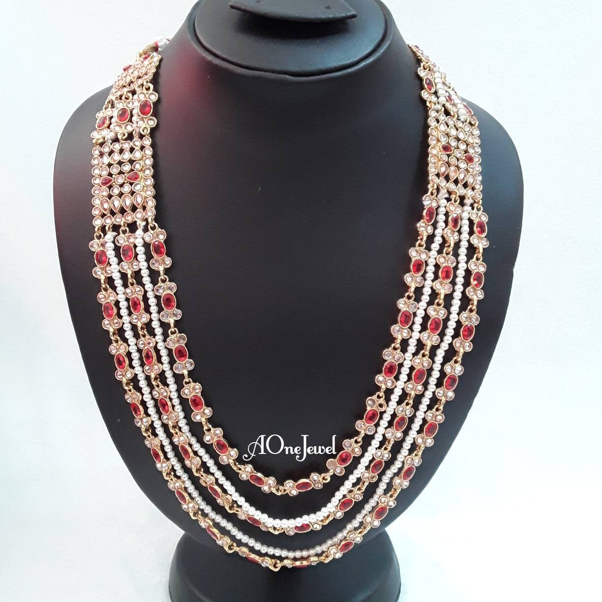 Indian wedding bridal jewellery set long necklace set earrings tikka gold plated jewellery ethnic kundan necklace pakistani designer set