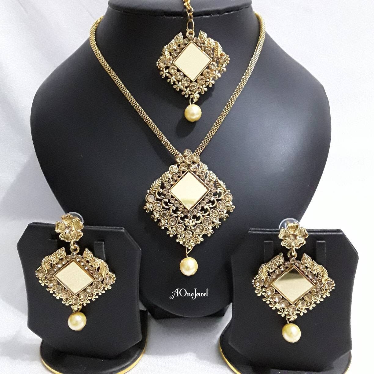 Afghani glass work Necklace Set
