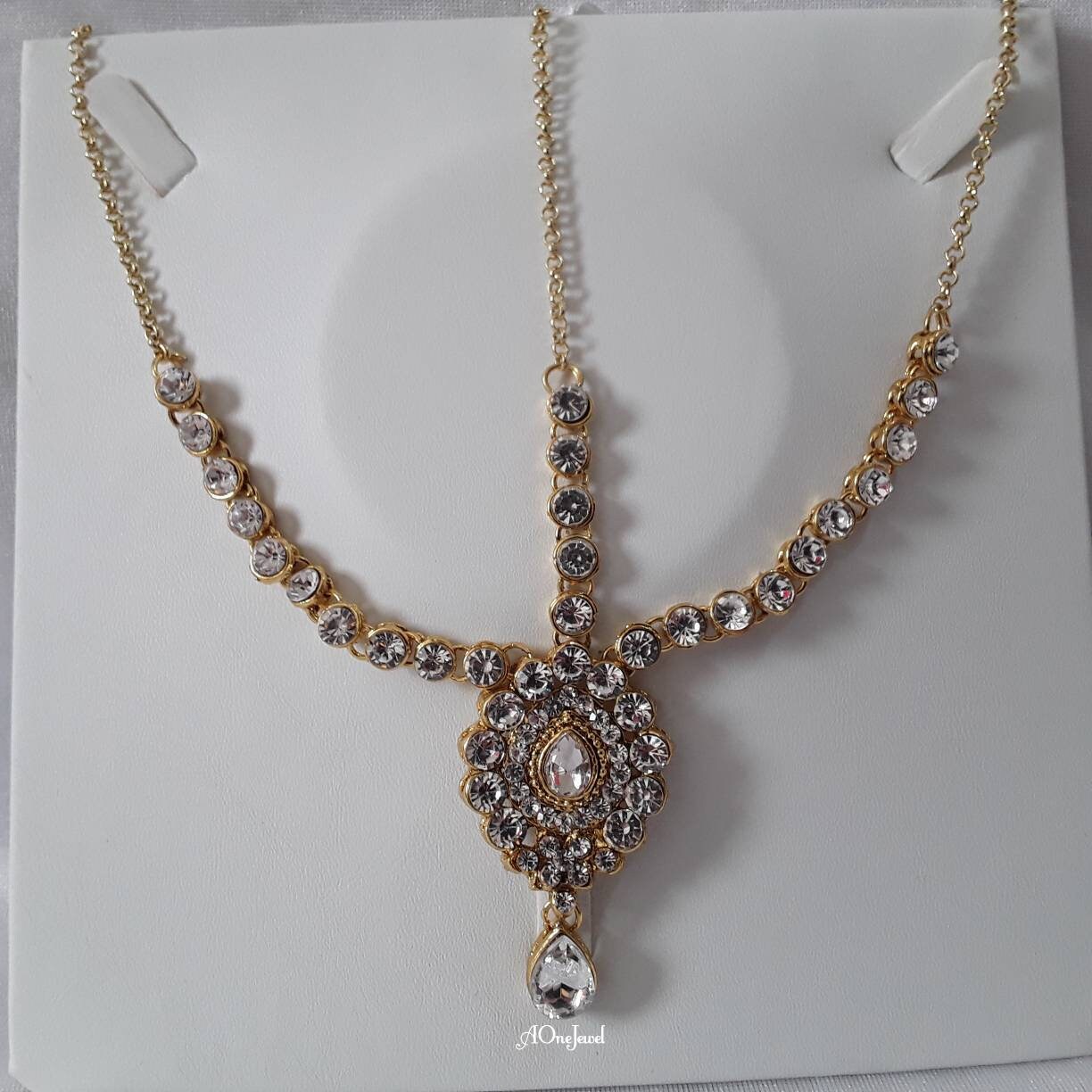 Indian Bollywood Bridal Gold Plated Kundan Head Piece Jewelry, Damini, Maang Tikka, Matha Patti, Wedding Hair Accessories, Hair Jewelry