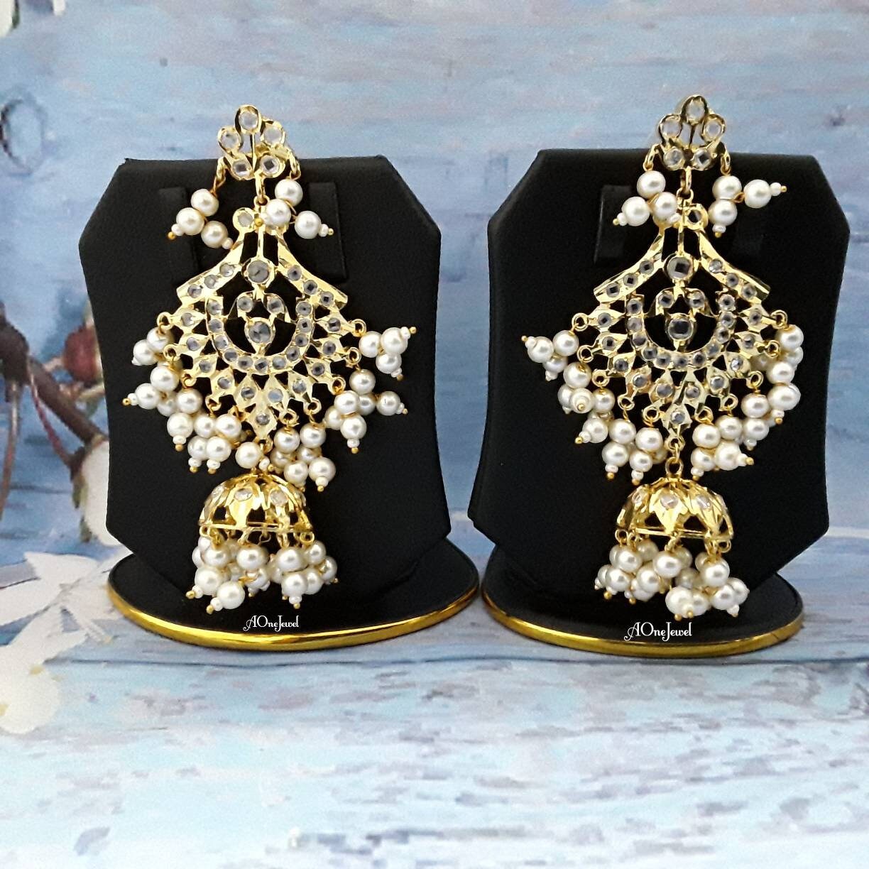 Indian Hyderabadi nizam jadau nizam jewellery set with jhumki earrings, pendant necklace set, pakistani designer Jewlry, sabysachi jewel