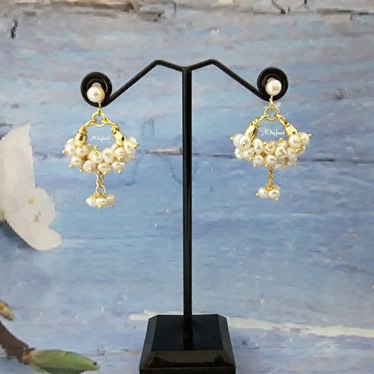 Indian Hyderabai Real Pearl Earrings