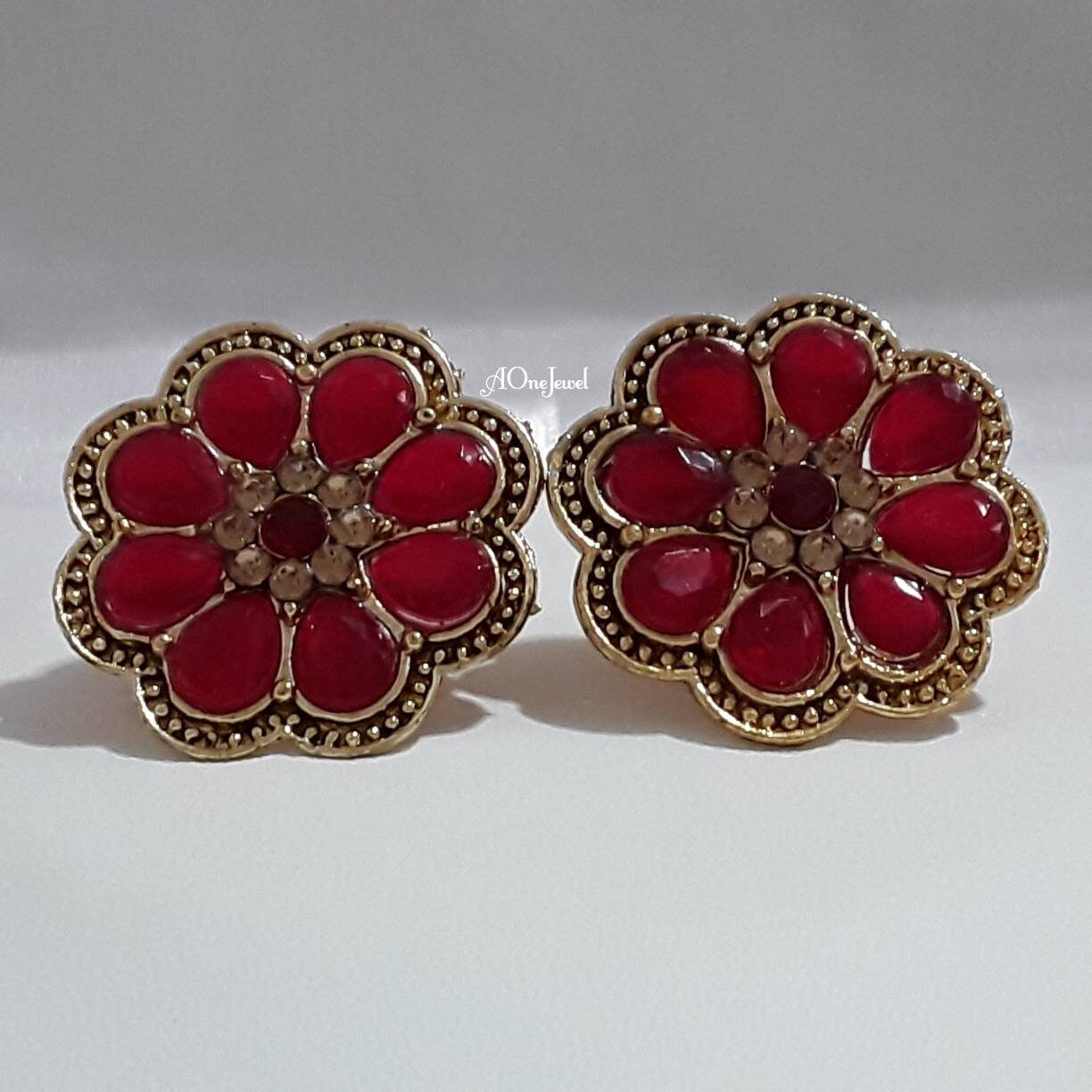 Indian Ethnic Kundan Stud Earrings