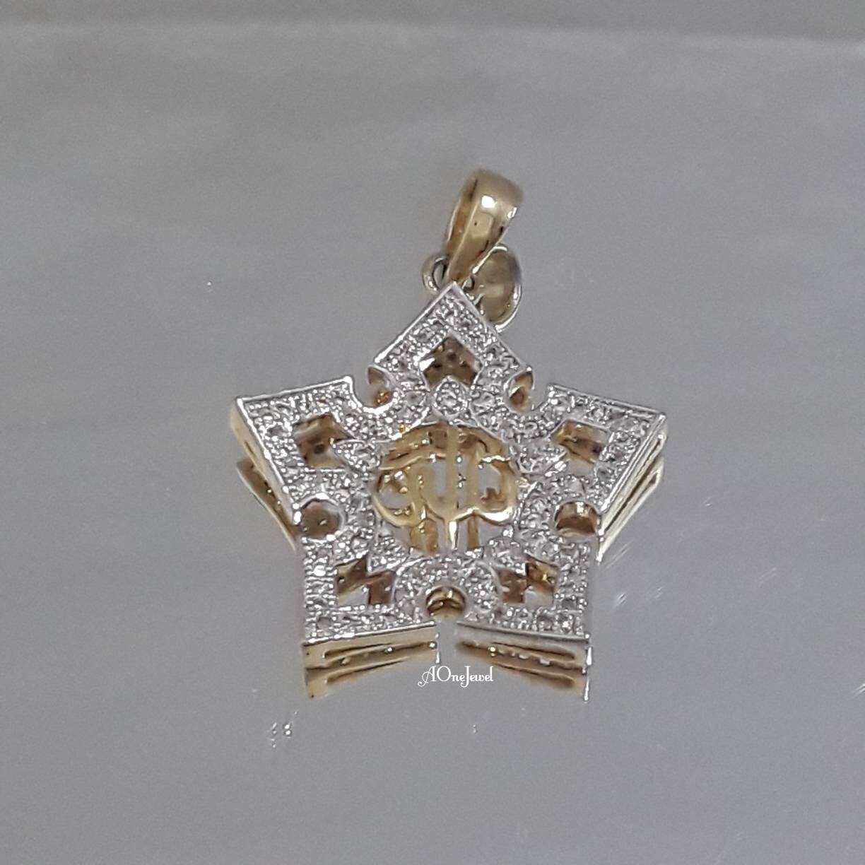 Allah اللہ AD CZ Two Tone Necklace