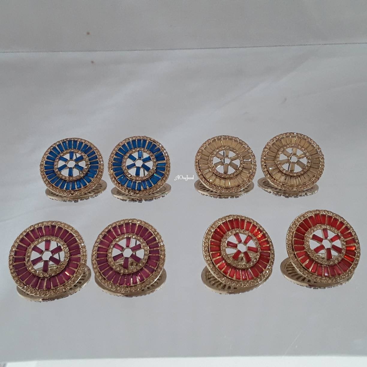 Indian Ethnic CZ Zircon Stud Earrings