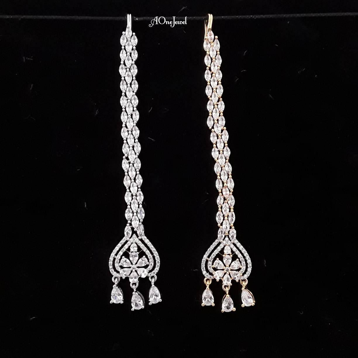 Indian 22K Gold Plated American Diamond head piece Tikka | Silver Tikka | Gold mang tikka | pakistani designer jewellery | bridal jewellery
