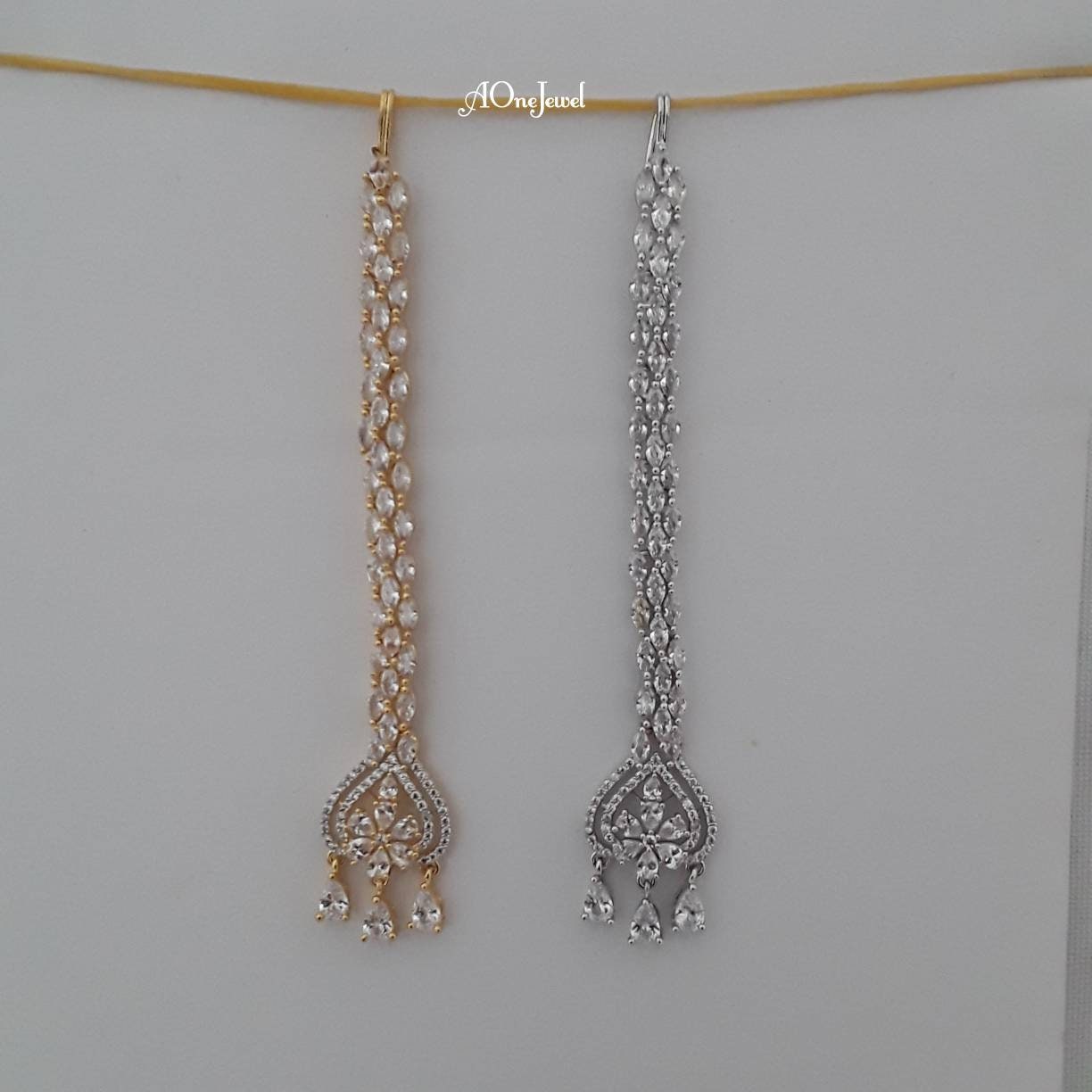 Indian 22K Gold Plated American Diamond head piece Tikka | Silver Tikka | Gold mang tikka | pakistani designer jewellery | bridal jewellery