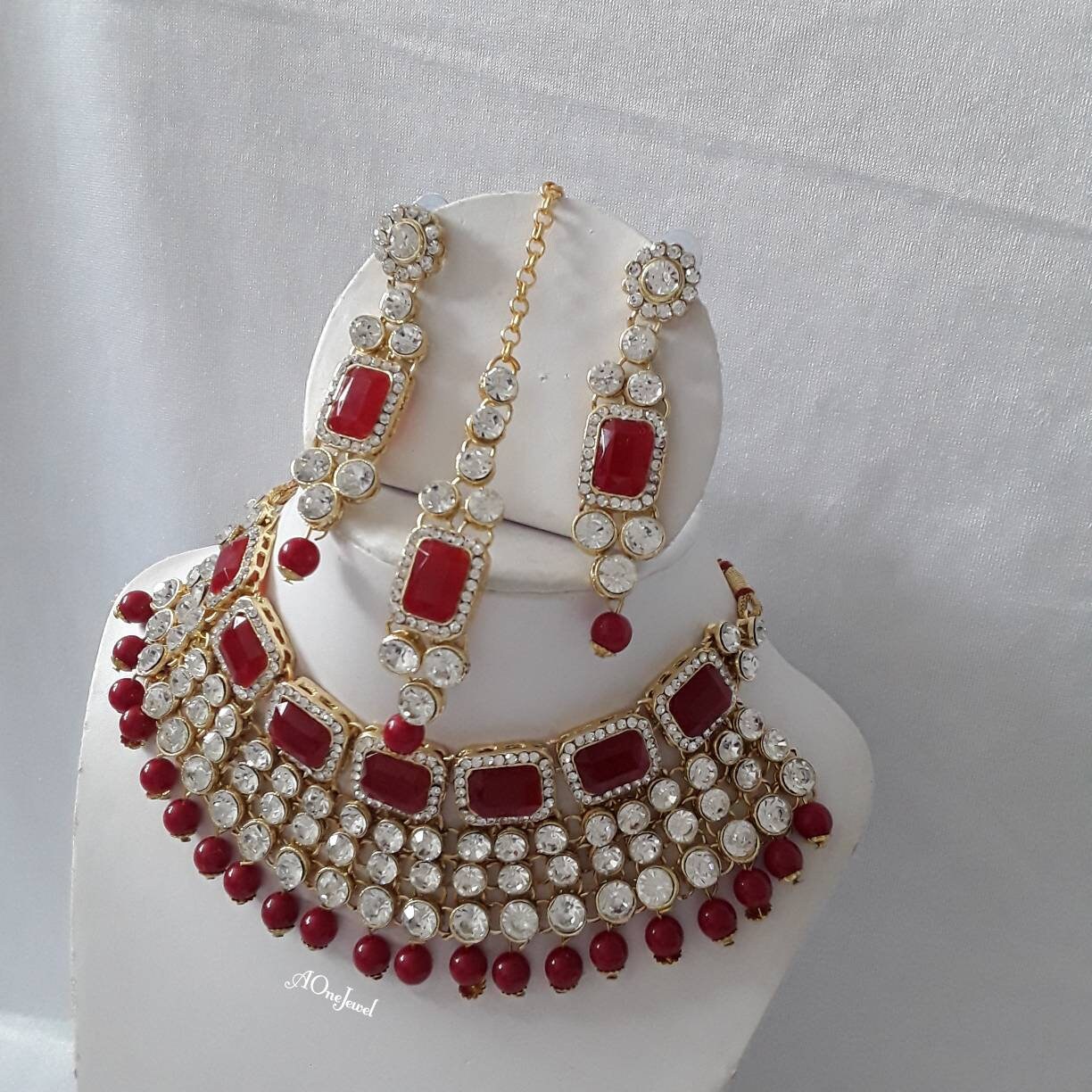 Indian Kundan Pearl Necklace Set With Tikka, Pearl Necklace Set, Wedding Jewelry Set, Pakistani Jewellery Set, Bridal Set,Sabysachi Jewelry