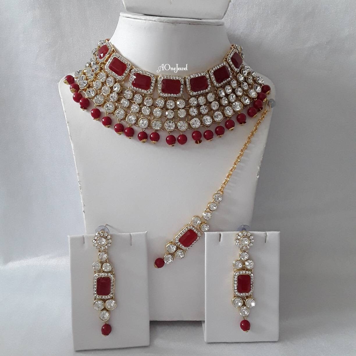 Indian Kundan Pearl Necklace Set With Tikka, Pearl Necklace Set, Wedding Jewelry Set, Pakistani Jewellery Set, Bridal Set,Sabysachi Jewelry