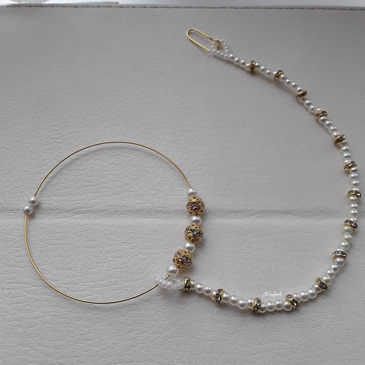 Indian Bollywood Style Gold Pearl Nath, Traditional Nose Ring, Pierce Nose Ring, Nose Ring Chain, Nathni Jewelry, Wedding Jewelry,Nose Hoops