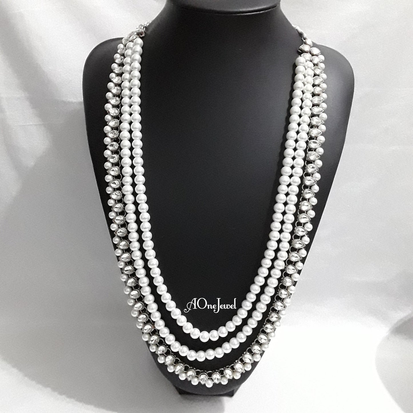 Indian wedding bridal jewellery set long necklace earrings set Silver plated jewellery set ethnic kundan necklace pakistani designer set