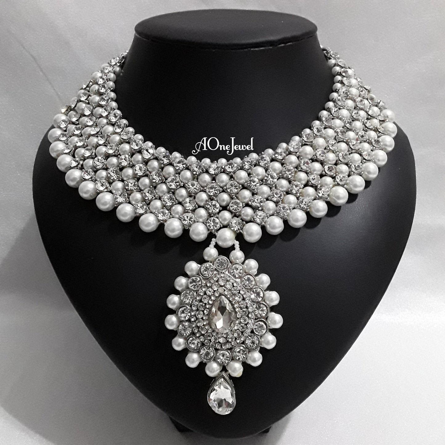 Indian wedding bridal jewellery set long necklace earrings set Silver plated jewellery set ethnic kundan necklace pakistani designer set