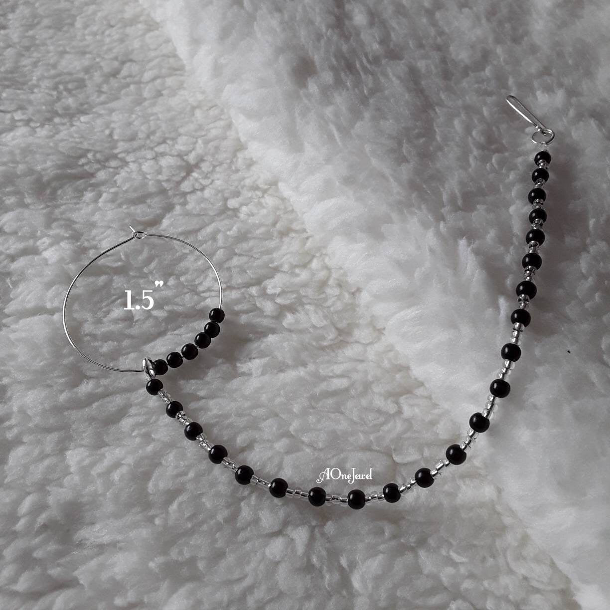 Indian Pearl Nath, Traditional Nose Ring, Pierced Nose Ring, Nose Ring Chain, Black Colour Nathni Jewellery, Nose Hoops, Bridal Nose Ring