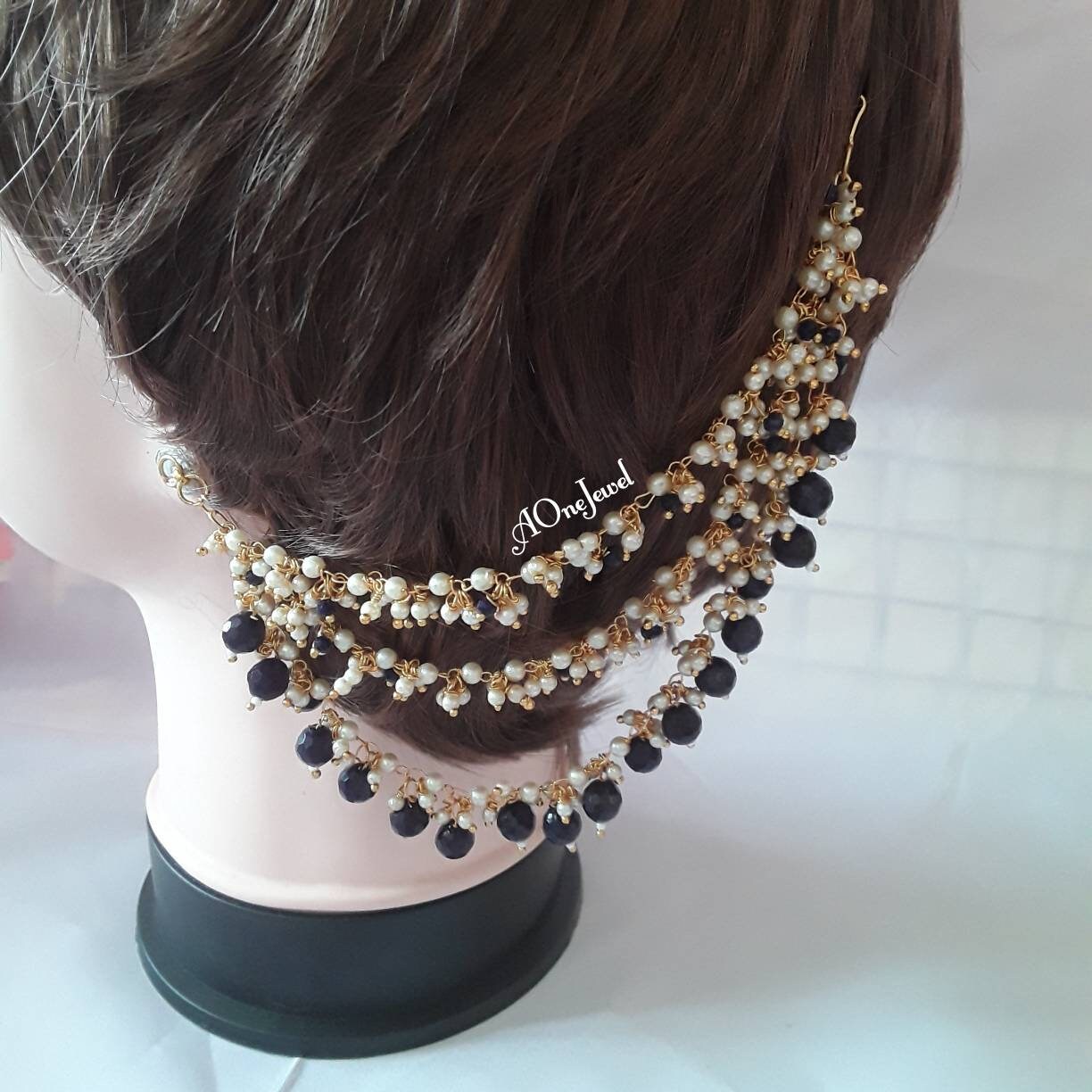 Navy Blue Pearl Sahara For Earrings