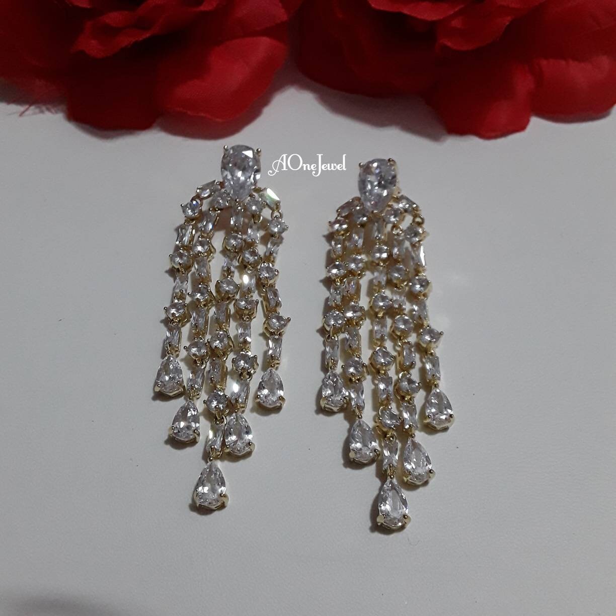 Indian gold plated tassel earrings