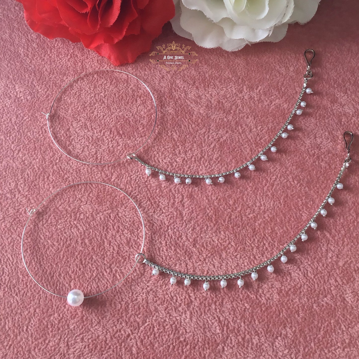 Indian Bollywood Style Pearl Nath, Traditional Nose Ring, Pierce Nose Ring, Nose Ring Chain, Nathni Jewelry, Wedding Jewelry, Nose Hoops