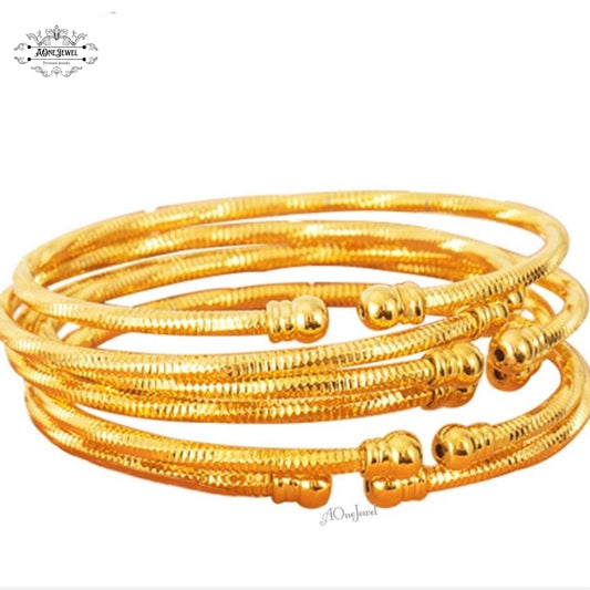 2pcs Indian Ethnic 18K Gold Plated Cuff Bangles