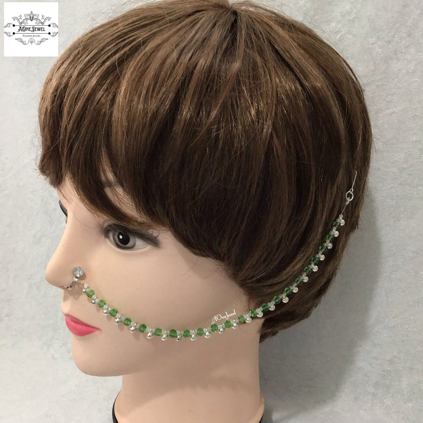 Bridal Clip On Light Green Nose String