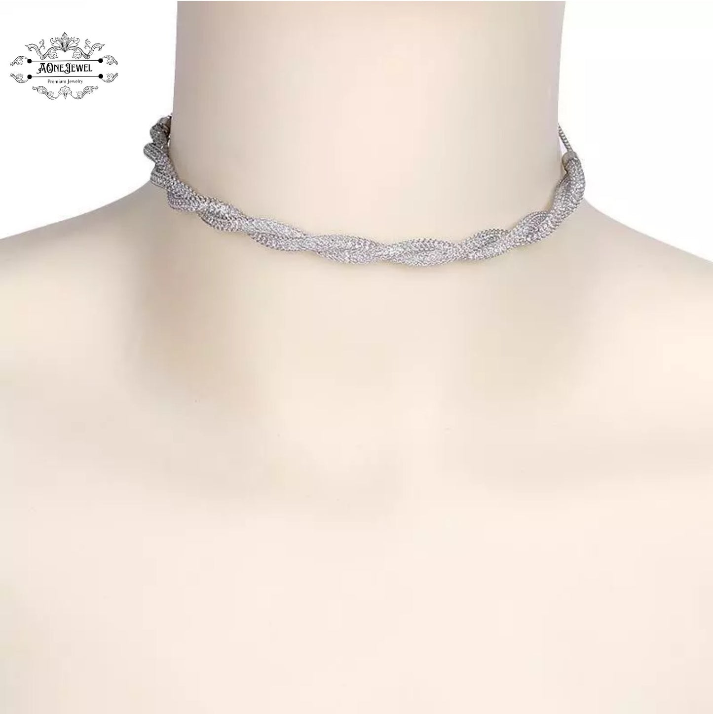 Sparkling Crystal Twist Adjustable Choker Necklace