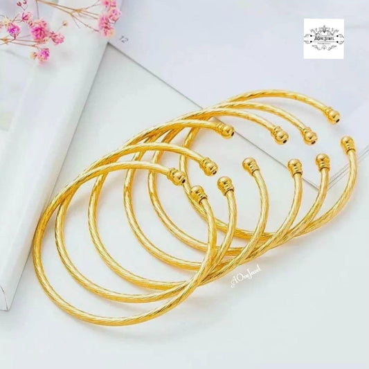 2pcs Indian Ethnic 18K Gold Plated Cuff Bangles