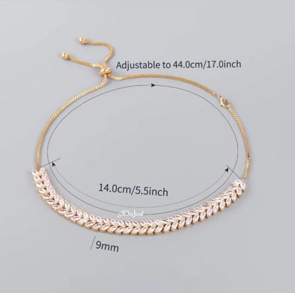 Cubic Zirconia Gold Plated Adjustable Choker Necklace