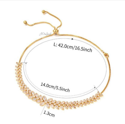 Cubic Zirconia Gold Plated Adjustable Choker Necklace