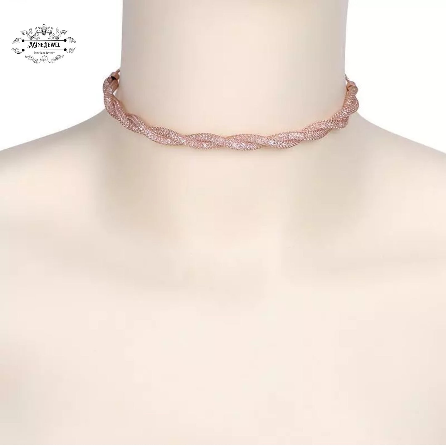 Sparkling Crystal Twist Adjustable Choker Necklace