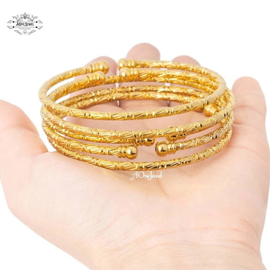 2pcs Indian Ethnic 18K Gold Plated Cuff Bangles