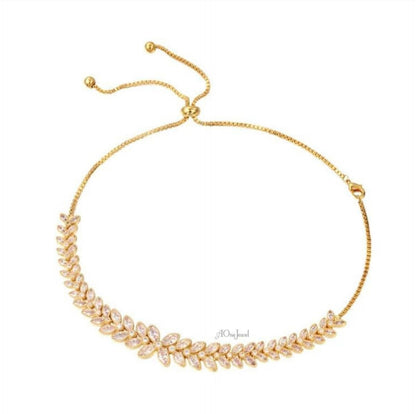 Cubic Zirconia Gold Plated Adjustable Choker Necklace