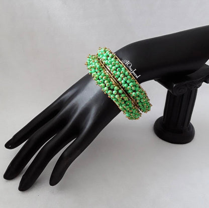 2pcs Light Green Pearl Gajra Bangles