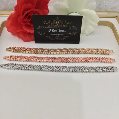 High Quality Rose Gold Silver Plated Multi CZ Diamond Bracelet