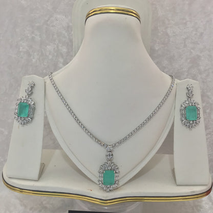 Exclusive Bridal CZ Diamond Cubic Zirconia Necklace Jewellery Set