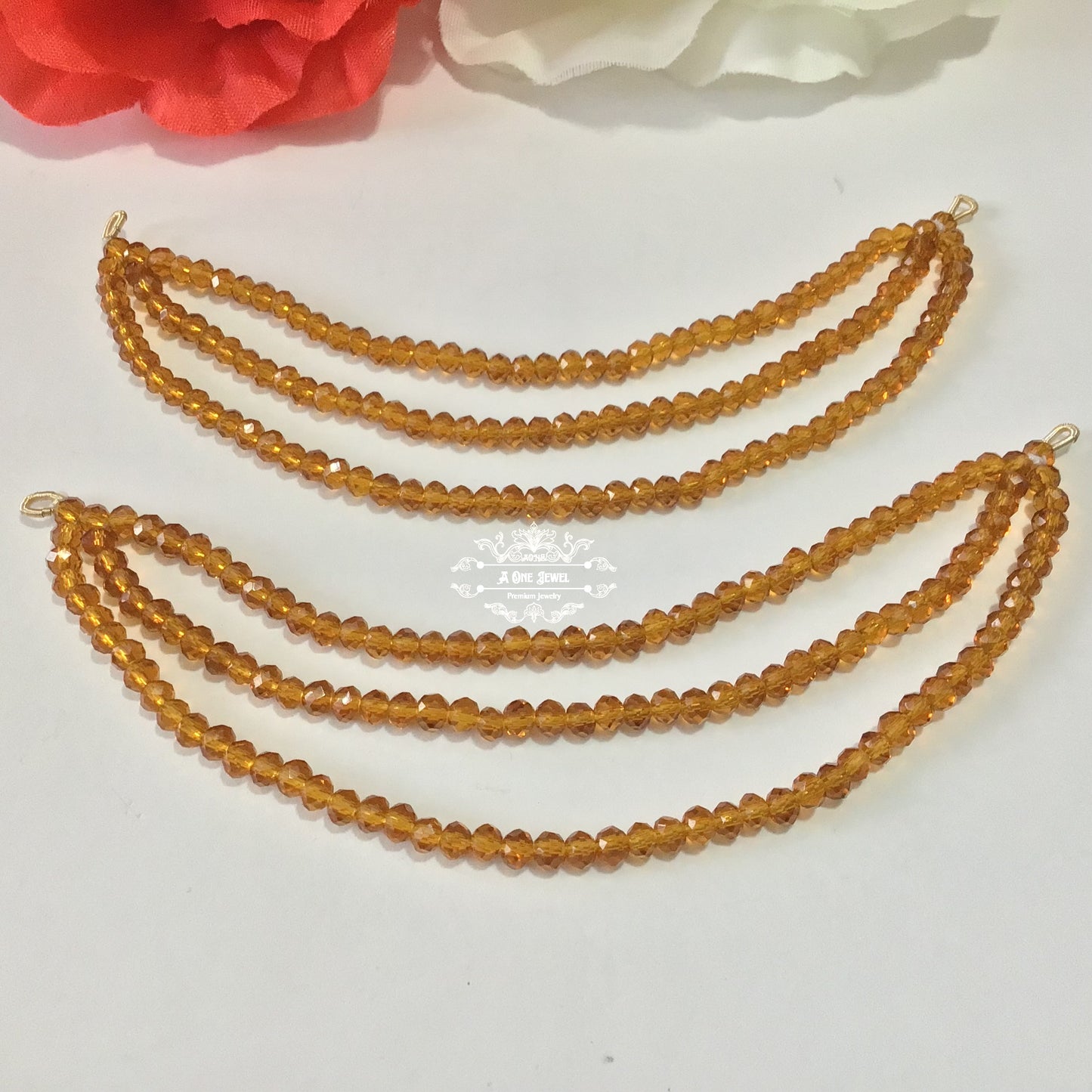 Dark Gold Colour Beaded Sahara For Earrings