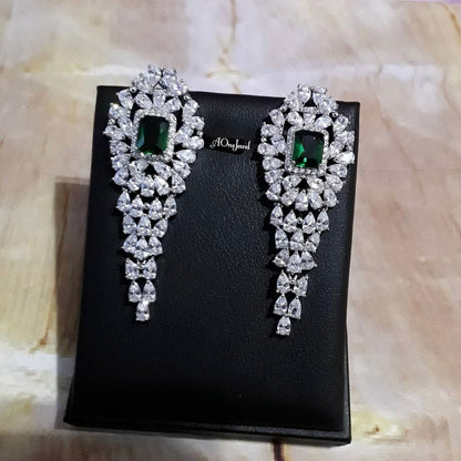 Indian Bridal CZ Diamond Emerald 2PCS Necklace Set