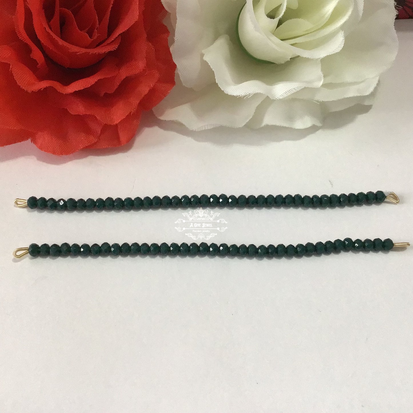 Deep Green Colour Beaded Sahara For Earrings