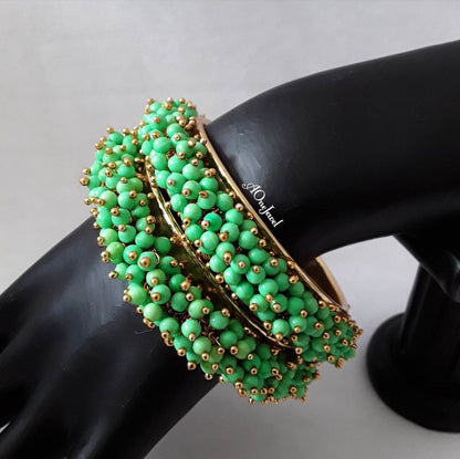 2pcs Light Green Pearl Gajra Bangles