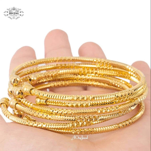 2pcs Indian Ethnic 18K Gold Plated Cuff Bangles