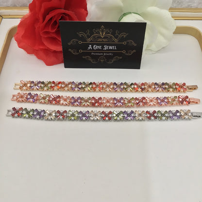 High Quality Rose Gold Silver Plated Multi CZ Diamond Bracelet