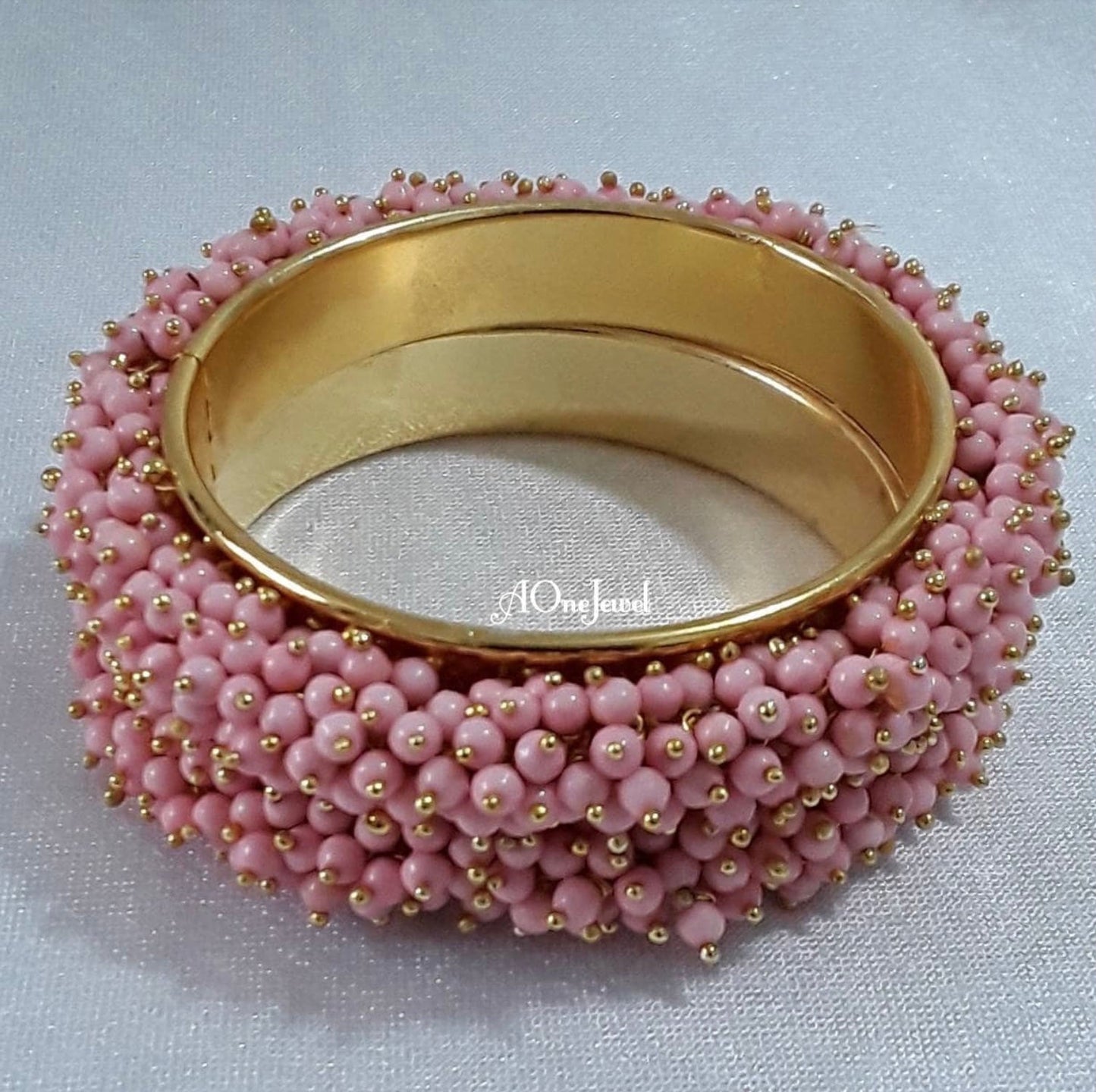 2pcs Baby Pink Pearl Gajra Bangles