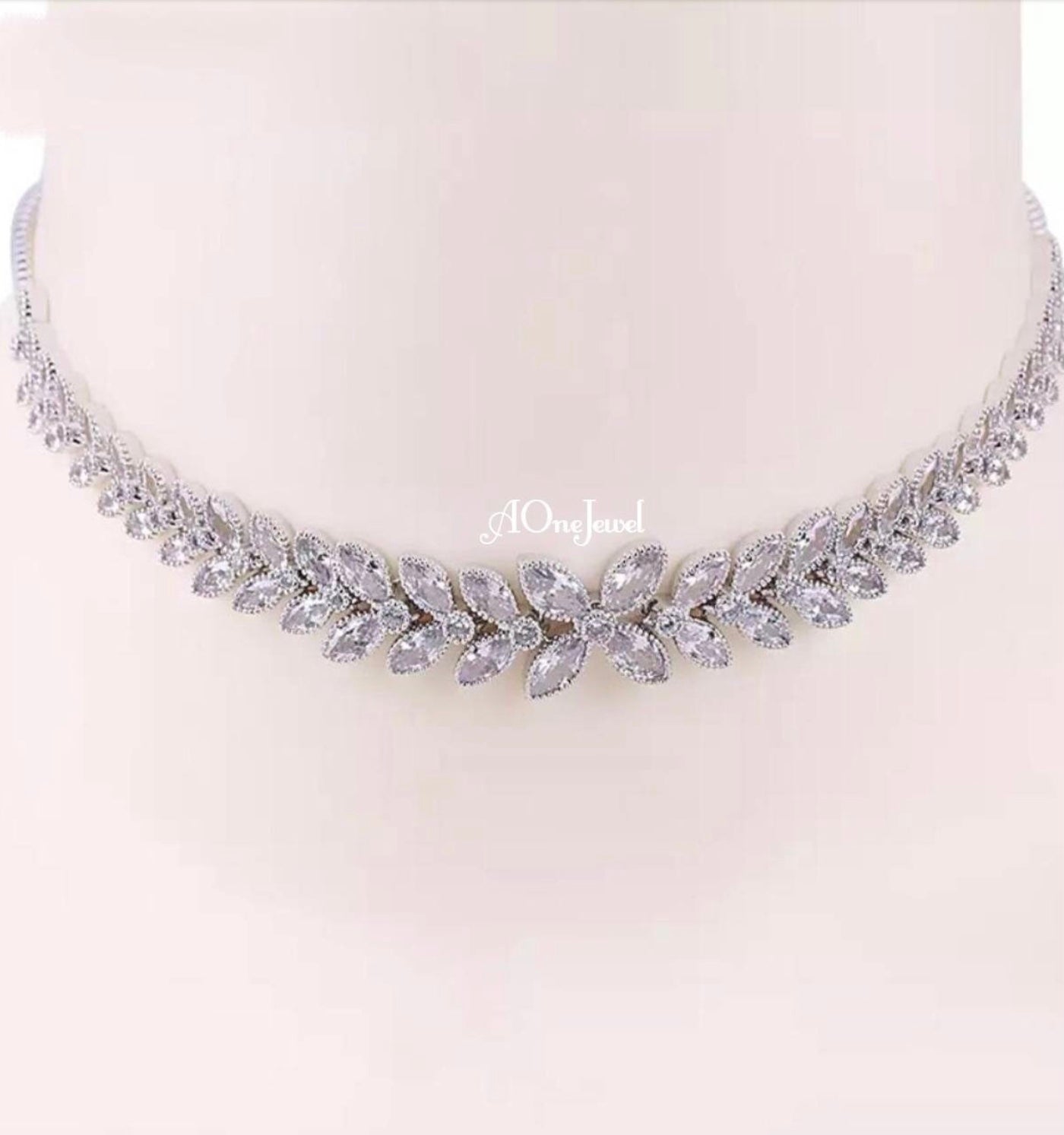 Cubic Zirconia Gold Plated Adjustable Choker Necklace