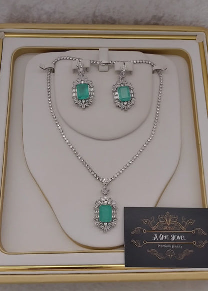 Exclusive Bridal CZ Diamond Cubic Zirconia Necklace Jewellery Set