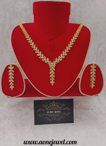 Indian Bridal Gold CZ Diamond 2PCS Necklace Set