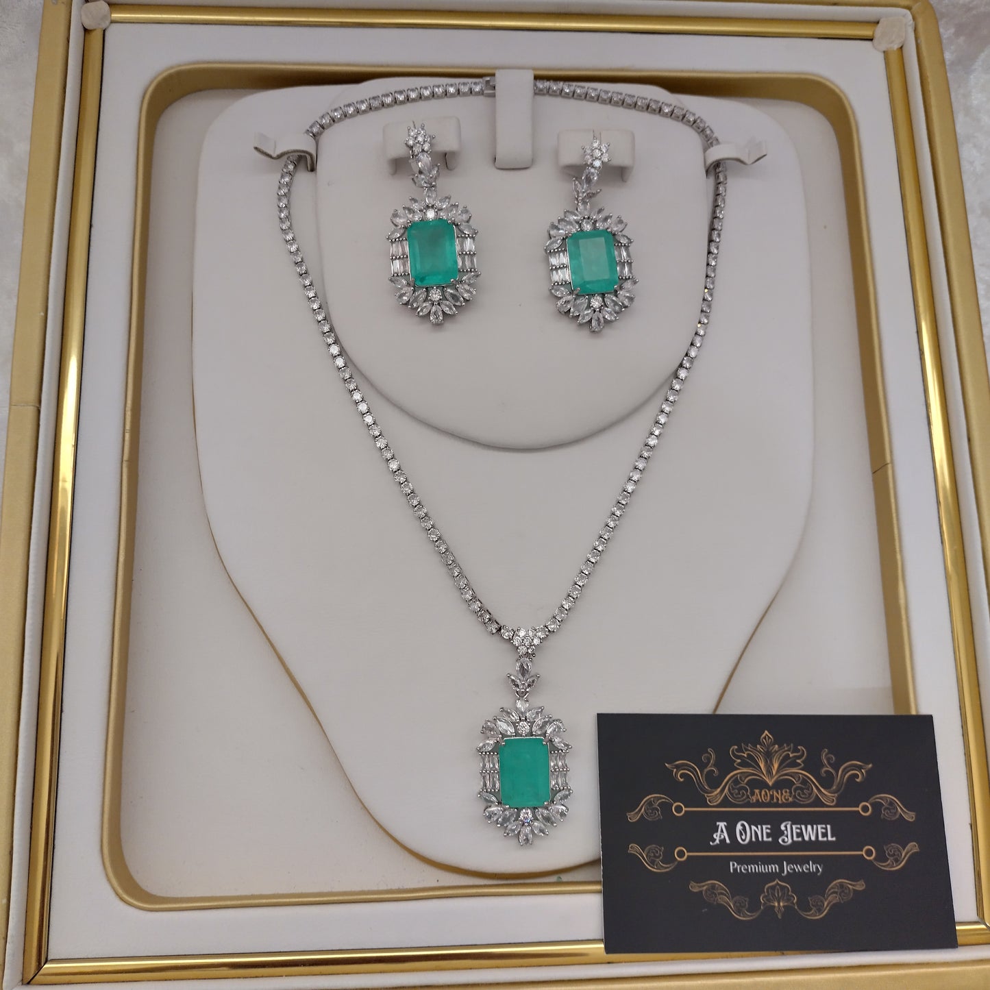 Exclusive Bridal CZ Diamond Cubic Zirconia Necklace Jewellery Set